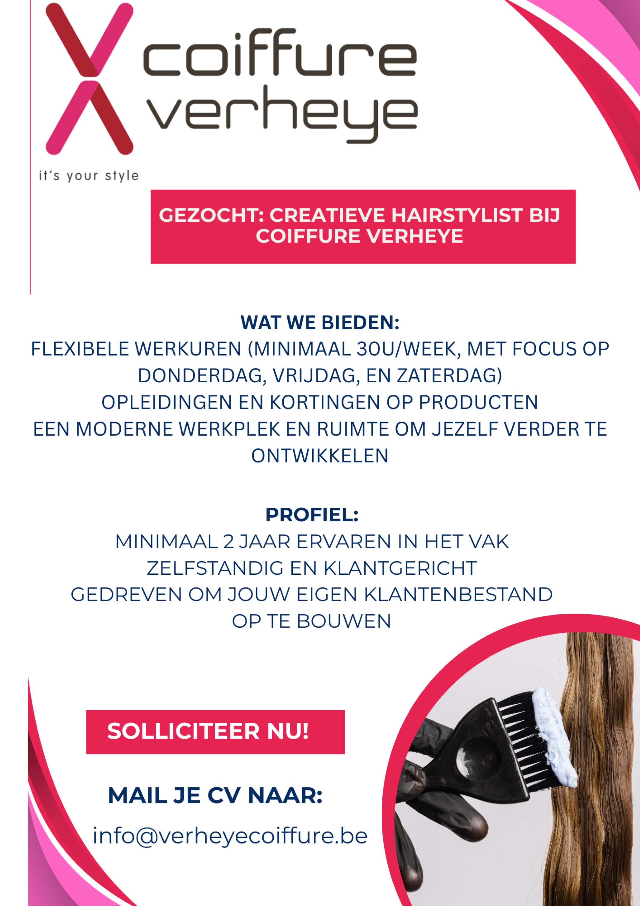 interieur van kapper en kapsalon coiffure verheye te aalter met toonbank en display met medavita haarverzorging en doop wax