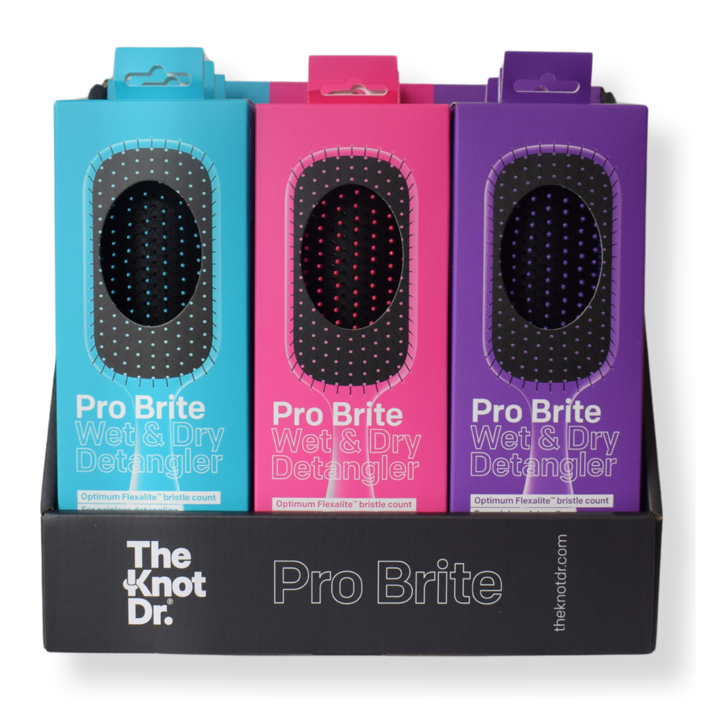 The Knot Dr. Pro Brite Box 9 haarborstels met display (3 kleuren)