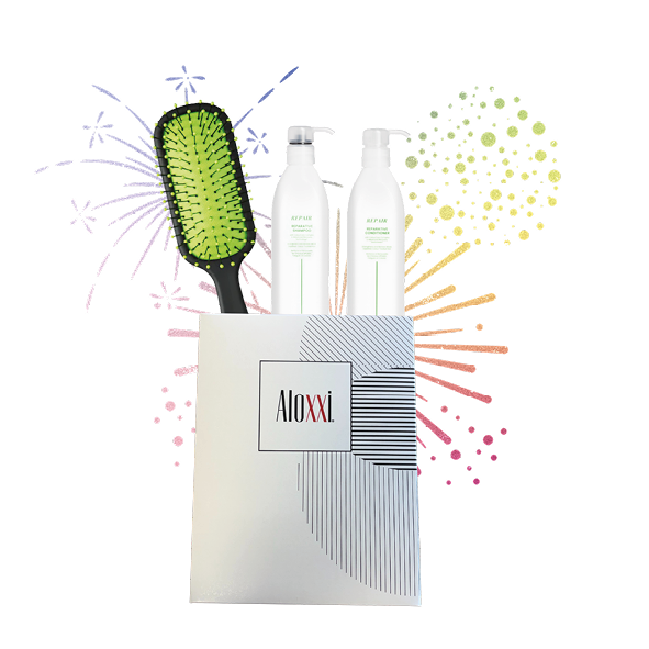 Promo: Aloxxi Xmas 2025 - Hydrating Shampoo + Conditioner 300ml met Gratis Borstel