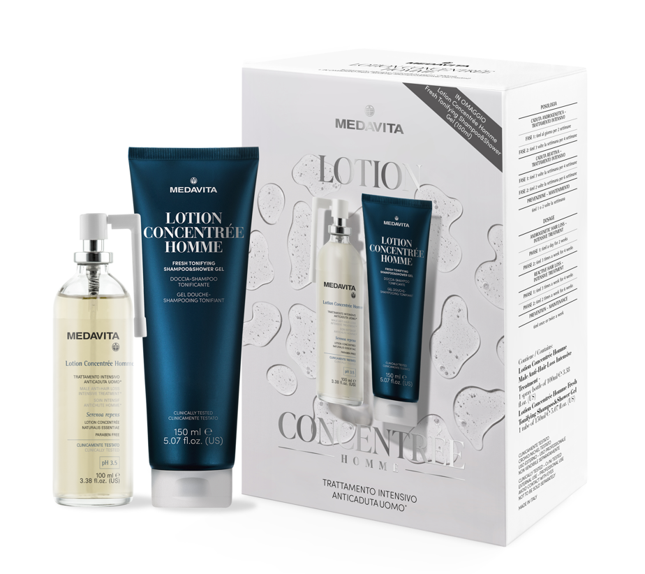 Promo: Medavita Lotion Concentrée Homme Spray 100ml  + Shampoo &amp; Shower Gel 150ml
