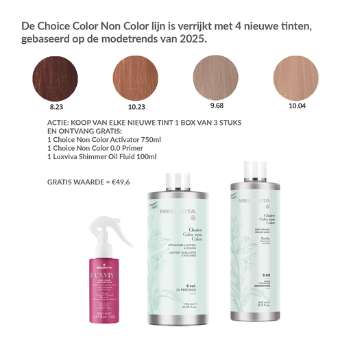 [PromoCNC2025] PROMO 1: Medavita Choice Color Non Color  4 Nieuwe Tinten 2025